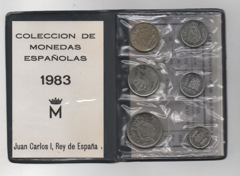 ESPAÑA CARTERA OFICIAL DE PESETAS J. CARLOS I DEL AÑO 1983 